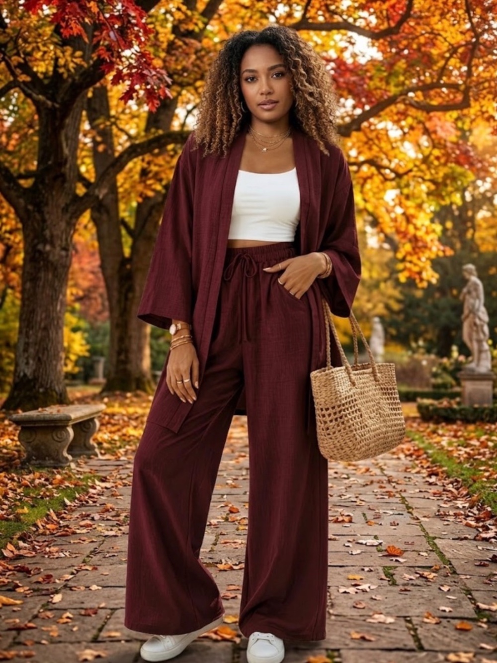 Burgundy 2-piece set.